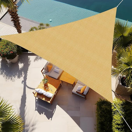 Shade&Beyond Sun Shade Sail Breathable UV Block Outdoor Covering Cloth for Backyard, Pool, 12'X16'X20', Sand (Customized Available)