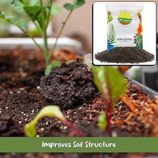 Premium Organic Worm Castings (8 Pounds); 8QT All Natural Soil Additive, Soil Builder, and Fertilizer