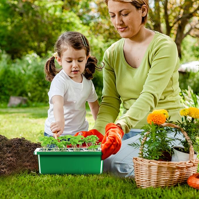MIXC 10 Packs Seed Starter Tray Seed Starter Kit with Humidity Dome (120 Cells Total Tray) Seed Starting Trays Plant Starter Kit and Base Mini Greenhouse Germination Kit for Seeds Growing Starting