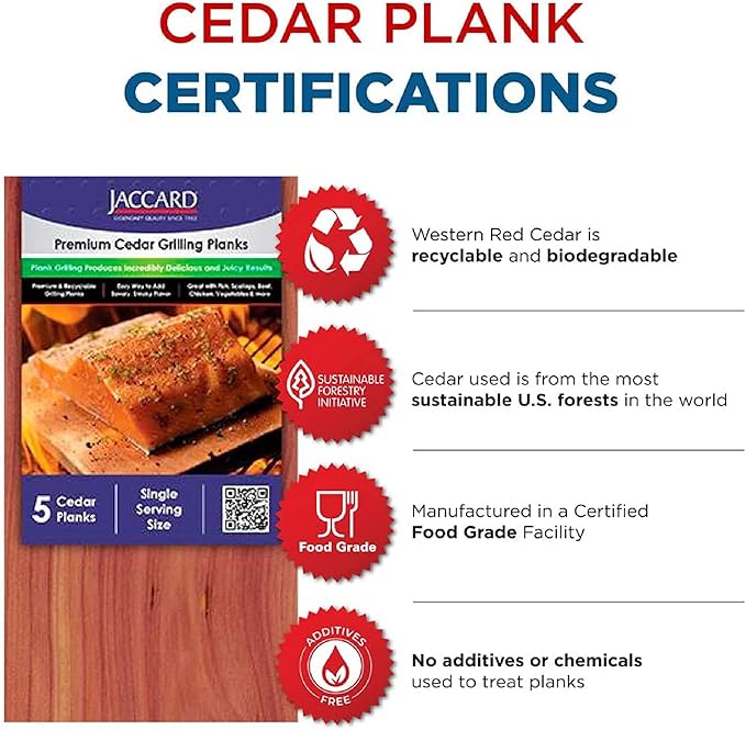 Jaccard Premium Cedar Planks, For Grilling, Fish, Meat, and Veggies, 6.5" x 3.5", 25 Small Planks for Gas, Ceramic, and Charcoal Grills