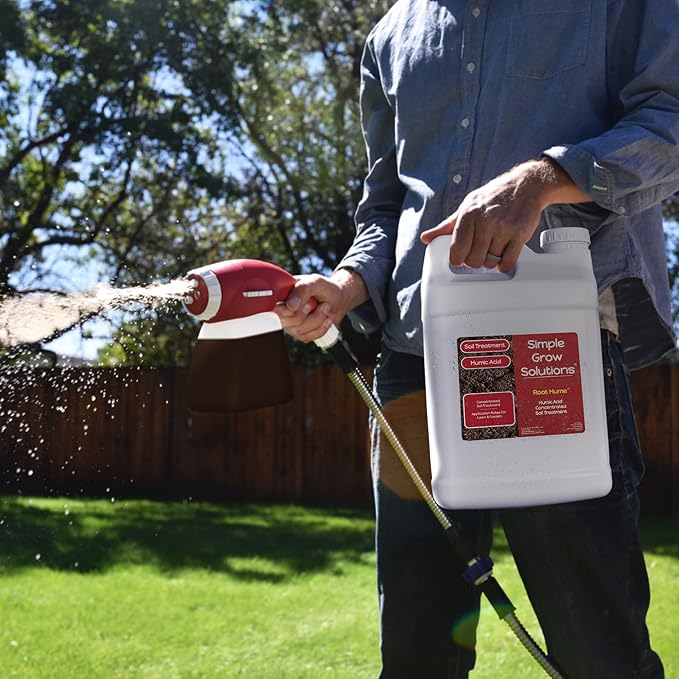Organic Humic Acid Blend for Lawn and Garden - Root Hume - Concentrated Liquid Soil Conditioner for All Grass Types -Simple Lawn Solutions- OMRI Organic - Use with Fertilizer Program (2.5 Gallon)