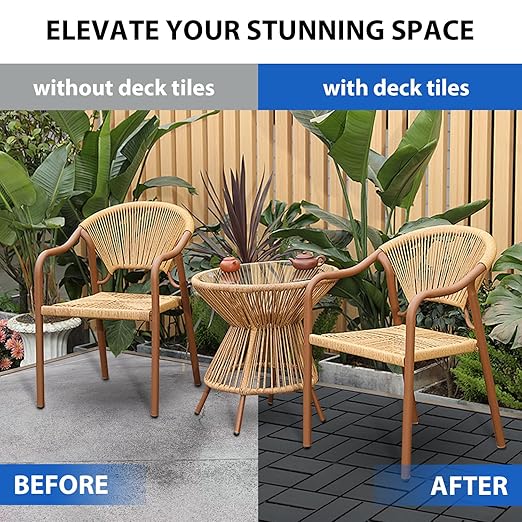 27 PCS 12x12 Inch Interlocking Deck Tiles - Waterproof All-Weather Outdoor Patio Flooring for Pool, Balcony, Backyard, Porch & Garden, Dark Grey