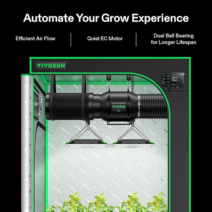VIVOSUN Smart Air Filtration PRO T6 Kit 6", AeroZesh T6 Inline Duct Fan w/GrowHub E42A Temp. Humidity WiFi-Controller, Carbon Filter & Ducting, Cooling & Ventilation System for Grow Tent, Hydroponics