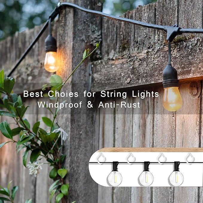 20 PCS Q-Hanger Hooks for String Lights, Ceiling Hooks for Hanging Plants, Wind Chimes, Bird Feeders, Lanterns, Christmas Decorations (Square Hanger)