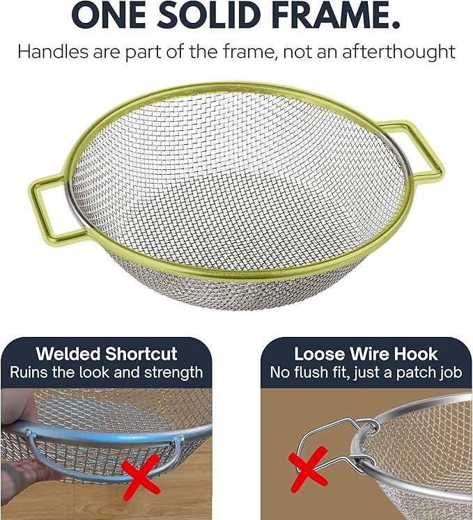 Round Soil Sifter for 5-Gallon Bucket (1/8-inch Mesh), Stainless Steel Garden Sieve with Handles