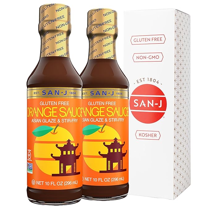 San-J - Gluten Free Orange Sauce - Bright and Sweet Sauce for Cooking - Non-GMO - 10 oz. Bottles - 2 Pack