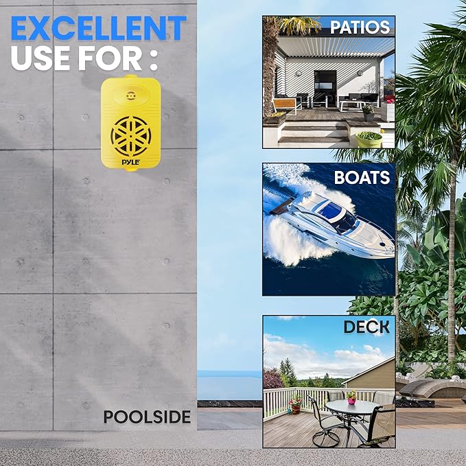 PyleUsa Indoor Outdoor Speakers Pair-500 Watt Dual Waterproof 5.25” 2-Way Full Range Speaker System w/ 1/2”High Compliance Polymer Tweeter in-Home,Boat, Marine,Deck,Patio,Poolside (Yellow) - PDWR55YL