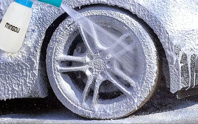 MINGOU Foam Cannon for Pressure Washer Soap Dispenser Snow Foam Cannon Car Wash with 1/4" Quick Connector,1L Bottle, Additional 1.15 mm Orifice Nozzle(Red)