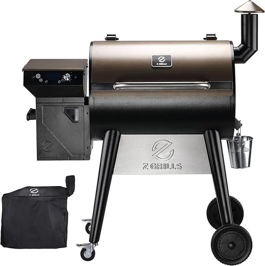 Z GRILLS Upgrade 8 in 1 Wood Pellet Grill & Smoker for Outdoor Cooking, BBQ Grill with PID 2.1 Controller, LCD Screen, 697 sq, Meat Probes, Rain Cover