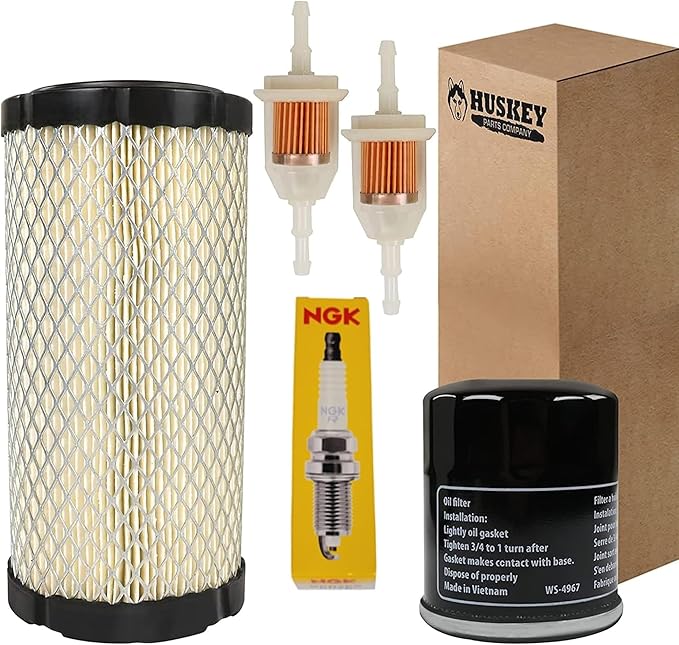 Huskey Golf Cart Tune Up Kit for Club Car Precedent 2004-Up W/ FE350 Kawasaki Motor, Includes Air Filter, Oil Filter, NGK Spark Plug, 2X Fuel Filters, Clutch Drive & Starter Generator Belt (Selective)