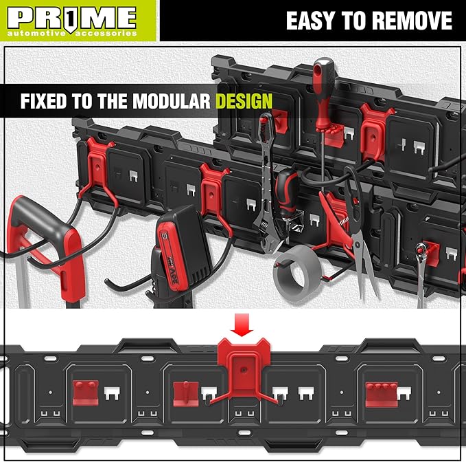 PR1ME 11 pcs Garage Storage Wall Mount Organizer Kit, Garage Storage Wall Rails with Utility Garage Wall Mount Hooks, 2X 31 inch Wall Rails, 4 Steel Garage Hooks, 5 Plastic General Purpose Hooks