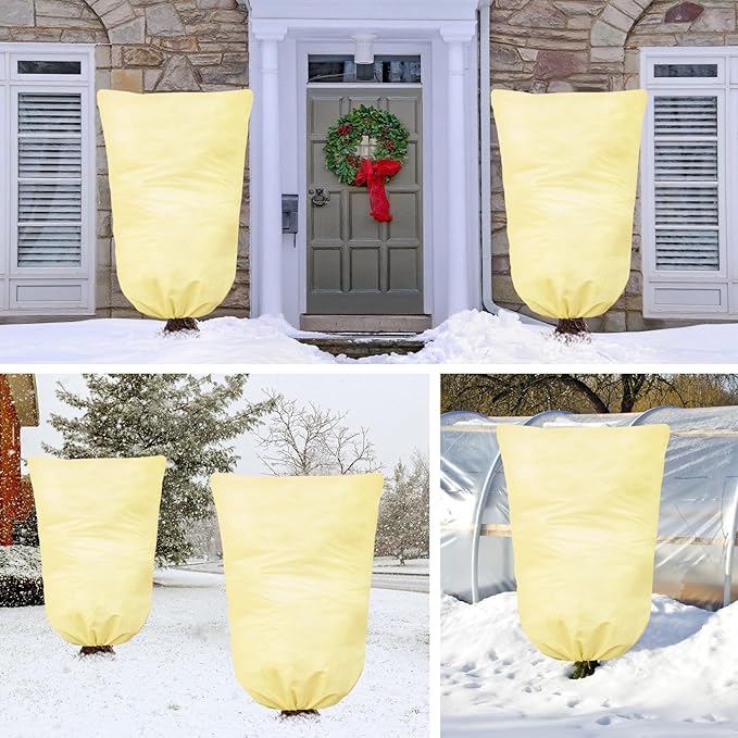 2 Packs Plant Covers for Winter 200x240cm, Shrub Covers for Winter, Plant Cover Freeze Protection, Cold Frost Protection Cover with Zipper Drawstring(80gsm)