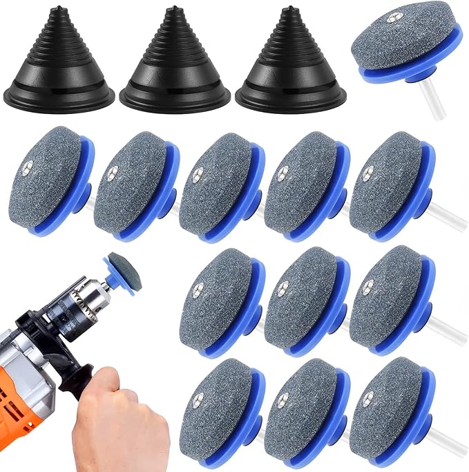 12 Pcs Lawn Mower Blade Sharpener Reusable Wear Resistant Grinder Wheel Stone with Blade Balancer Drill Attachment Grinding Accessories for Most Power Drill Hand Drill
