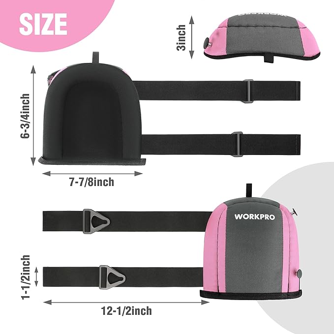 WORKPRO Garden Knee Pads For Unisex-Adult, Flooring Kneepads with Foam Padding, Comfortable Kneeling Cushion for Gardening, House Cleaning, Construction Work, 7.87"*6.75"*3"