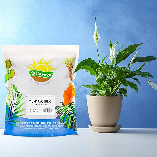 Premium Organic Worm Castings (8 Pounds); 8QT All Natural Soil Additive, Soil Builder, and Fertilizer