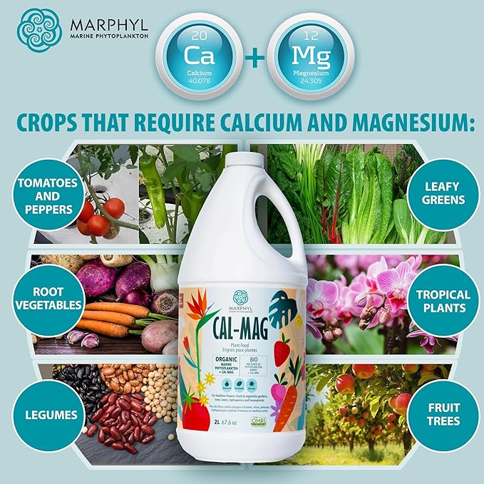 MARPHYL Organic CALMAG Liquid Fertilizer, Calcium + Magnesium, Corrects Common Plant Deficiencies, for Garden, Flowers, Vegetables, Succulents, Bamboo, Hydroponics 1.05 gal