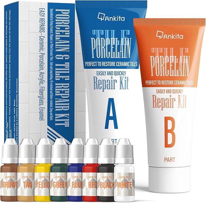Tile Repair Kit, Ceramic Tile Repair Kit(Color Match), Porcelain Tile Chip Repair Kit with Super Strong Adhesion, Floor Tile Crack Repair Filler for Chips, Holes on Porcelain, Ceramic, Acrylic