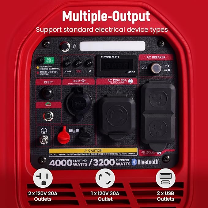 maXpeedingrods 4000 Watt Portable Inverter Generator Gas Powered, Bluetooth® App Remote Data Monitor,with CARB Compliant, Compact and Lightweight for Home Backup, Outdoor Camping, RV