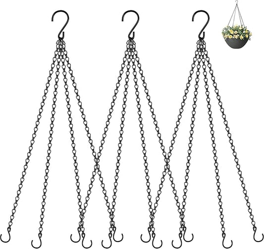 3 Pack, 23 Inch Hanging Baskets Chain, Hanging Chains with Hooks Flower Pot Chain Replacement Plant Hangers for Planters, Bird Feeders and Lanterns(Black)…