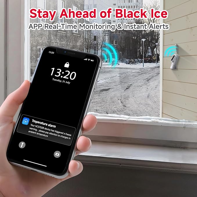 BaldrTherm Solar WiFi Hygrometer Thermometer Sensor, Smart Wireless Temperature Humidity with App Notification Alert, Date Storage, Remote Monitor for Room Greenhouse, 6pack