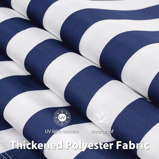 MCombo 11.5x9.5 Feet Manual Retractable Patio Door Window Awning Sunshade Shelter Outdoor Canopy,1210 (Ocean Blue with White Stripes, 11.5'(L) x 9.5'(W))