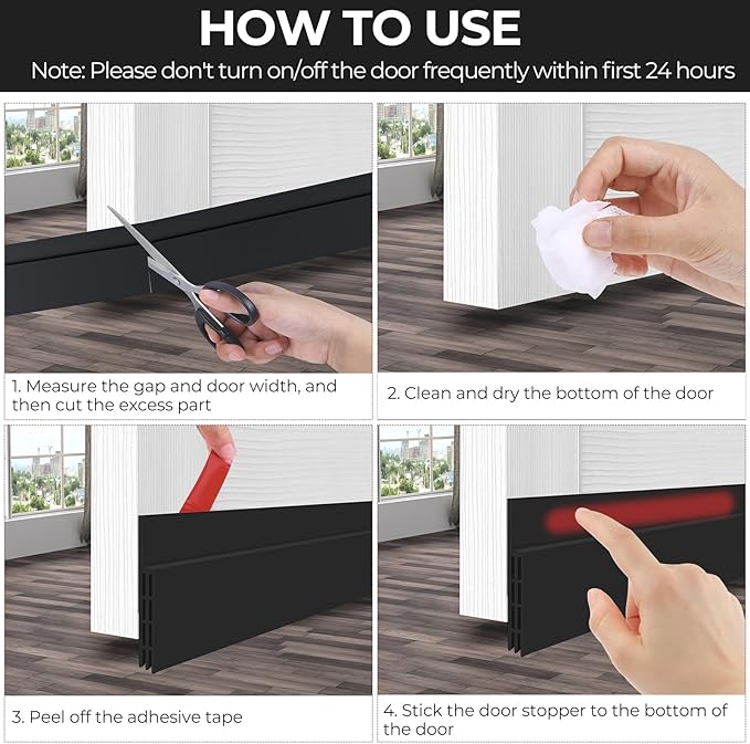 Ohuhu Door Draft Stopper Weather Strip-Under Door Draft Blocker Door Sweep Seal Strip for Exterior Interior Doors-Cold Winter Door Gap Filler Bottom Noise Block Draft Guard Insulator 39" L x2 W Black