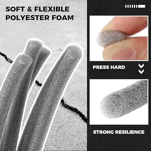 1/2 Inch x 25 ft Foam Backer Rod for Gaps Joints Concrete Crack Filler Caulk Saver Bulk Foam Backing Rod Concrete Filler Rope for Weather Stripping Door Seal(Gray)