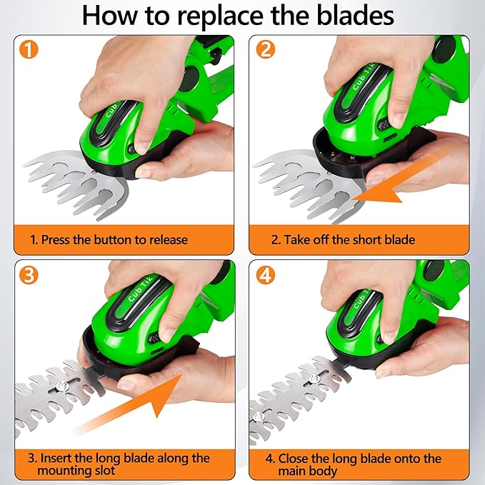 Hedge Trimmer Cordless with Battery and Charger 21V Electric Brush Grass Shrub Trimmer 2 in 1 Handheld Mini Grass Shears Grass Cutter Battery Powered Hedge Trimmer