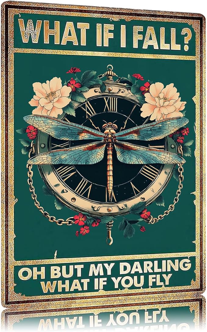 Vintage Metal Sign What If I Fall Oh But My Darling What If You Fly Tin Sign Funny Walll Decor for Bar Kitchen Pubs Cafe Home Garage 12×8 Inch