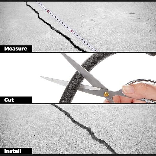 1/4 Inch x 100 ft Foam Backer Rod for Gaps Joints Concrete Crack Filler Caulk Saver Bulk Foam Backing Rod Concrete Filler Rope for Weather Stripping Door Seal (Black)