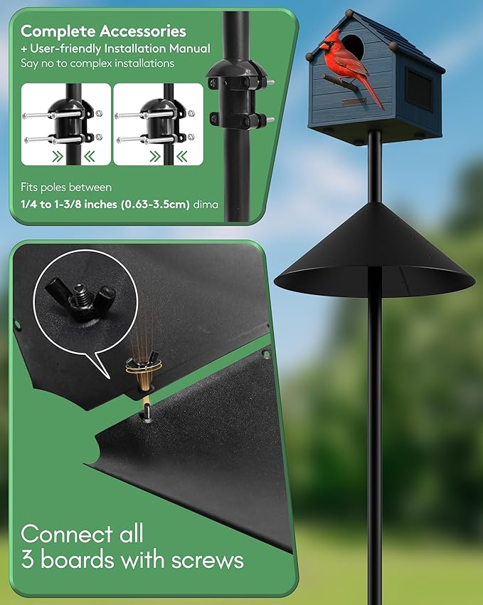 19 Inch Metal Squirrel Baffle for Bird Feeder Pole, Outdoor Squirrel Proof Bird Feeders, Bird House Guard for Shepherd’s Hook, Rust Chew Proof Heavy Duty