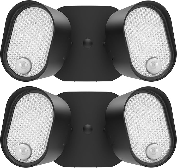 LUTEC 35W 4000LM LED FloodLights with 2 Sensors, Motion Sensor Outdoor Lights 5000K Dusk to Dawn, IP65 Waterproof 240 Wide Angle Motion Outdoor for Garage, Patio, Yard(2 Pack)