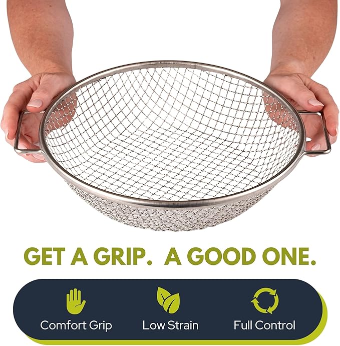 Round Soil Sifter for 5-Gallon Bucket (3/8-inch Mesh), Stainless Steel Garden Sieve with Handles