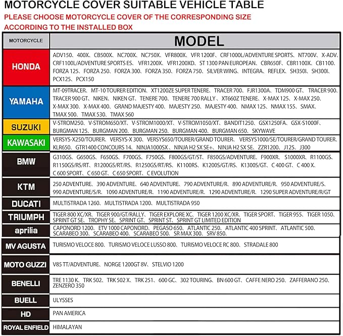 FENRIR 420D 90"INCH Motorcycle Cover Waterproof Outdoor Storage compatible with Adventure MaxiScooter R1300GS R1250GS S1000XR Multistrada Vstrom Versys Tracer9 Tenere700 Africa twin NC750 XMAX Burgman