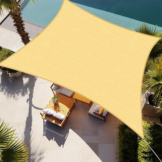 Shade&Beyond Sun Shade Sail Breathable UV Block Outdoor Covering Cloth for Backyard, Pool, 10'X25', Sand (Customized Available)