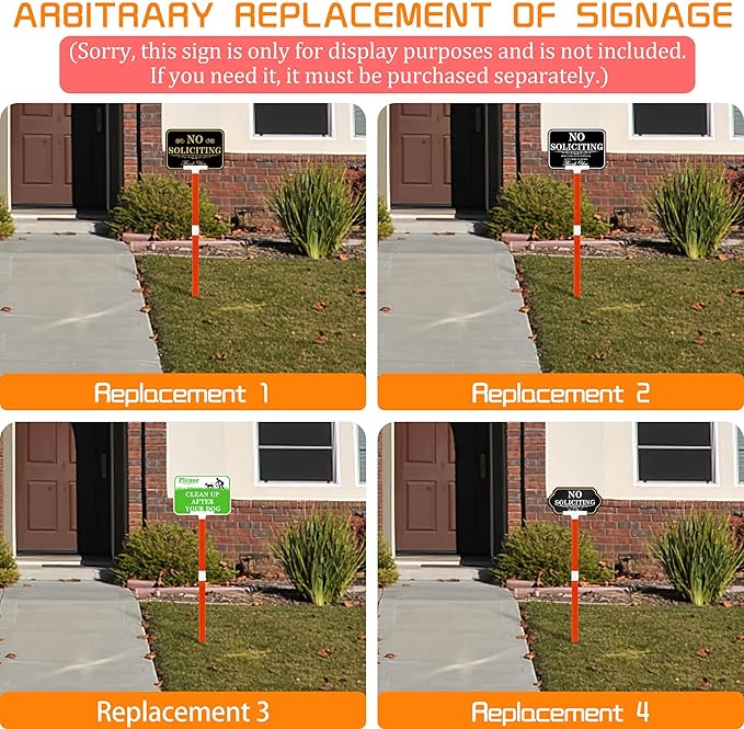 2-Pack Orange Fiberglass Rod Stakes for Yard Signs, 28 Inch Yard Sign Stakes, Suitable for Yard Metal Signs with a Thickness of 7 to 60 mil / 0.2 to 1.5 mm