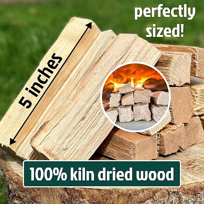Savory Blend 5 Inch Universal Cooking Firewood - 14lbs. ~1000cuin Premium Kiln Dried Cooking Wood for Grills, Smokers and Ooni, Solo, Bertello Pizza Ovens (Savory Hardwood Blend)