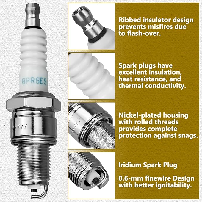 2 Pack Replacement Spark Plug for Toro 81-3250 for NGK BPR6ES 119-1901 121-0186 121-0396 89947 ST31234 ST62113 Lawn Mower Models