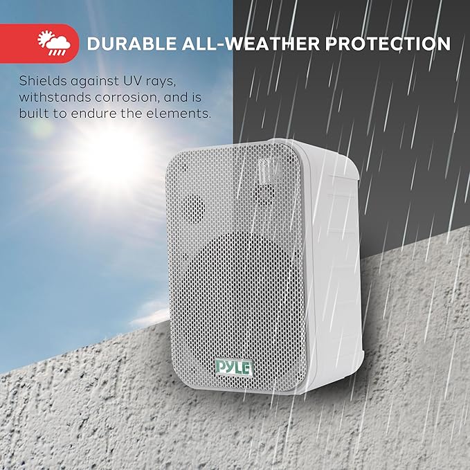 Pyle 2 Way Speaker System Pair - 500W Peak Power 16.51cm Passive Weatherproof Wall / Ceiling Mounted - Heavy Duty Universal Mount - Use for Pool, Patio, Indoor, Outdoor (White)