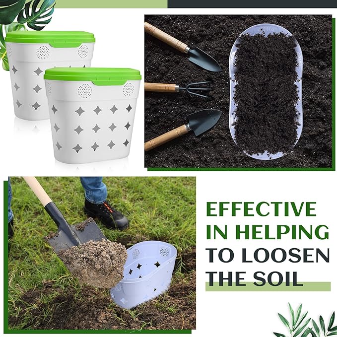 2 Pack InGround Worm Composter,8 Gallon Outdoor Compost Bin for Garden Beds,14.3 x 7.3 x 16.8 inches Vermicomposting Worm Farm System for Kitchen Waste