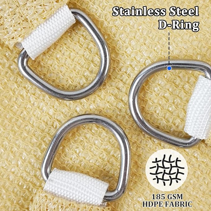 Shade&Beyond Sun Shade Sail Breathable UV Block Outdoor Covering Cloth for Backyard, Pool, 5'X5'X7.1', Sand (Customized Available)