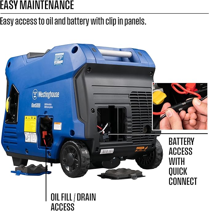 Westinghouse 5000 Peak Watt Super Quiet Portable Inverter Generator, Remote Electric Start with Auto Choke, Wheel & Handle Kit, RV Ready, Gas Powered, Parallel Capable