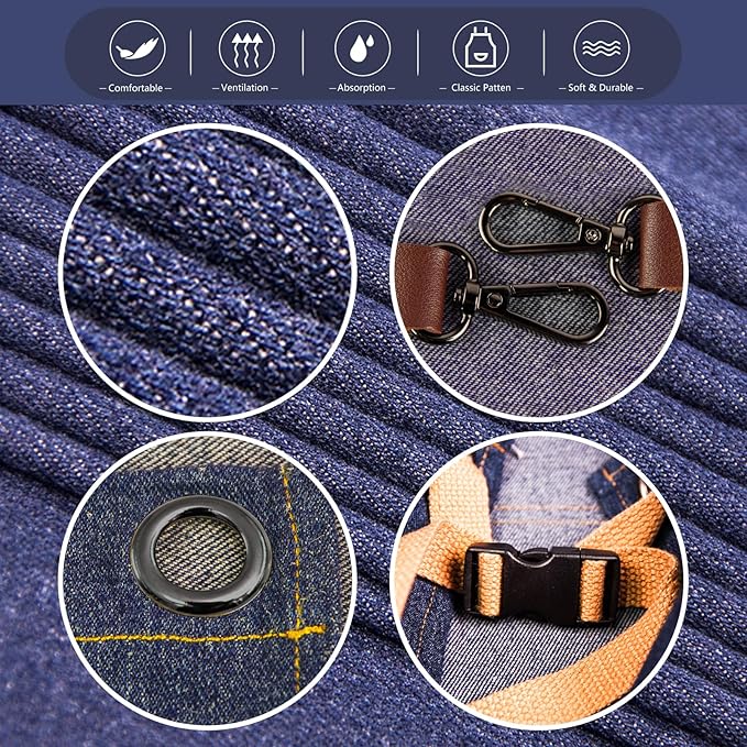 10 Pack Kitchen Aprons, Work Apron, Canvas, Multiple Pockets, Gardening, Painting, BBQ, Artist, Carpenter, Sizes M to XXL, Denim