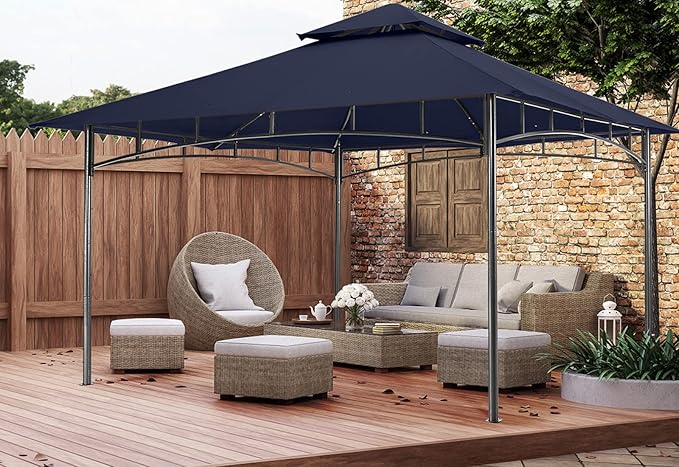 MASTERCANOPY Outdoor Garden Gazebo for Patios with Stable Steel Frame (11x11, Navy Blue)