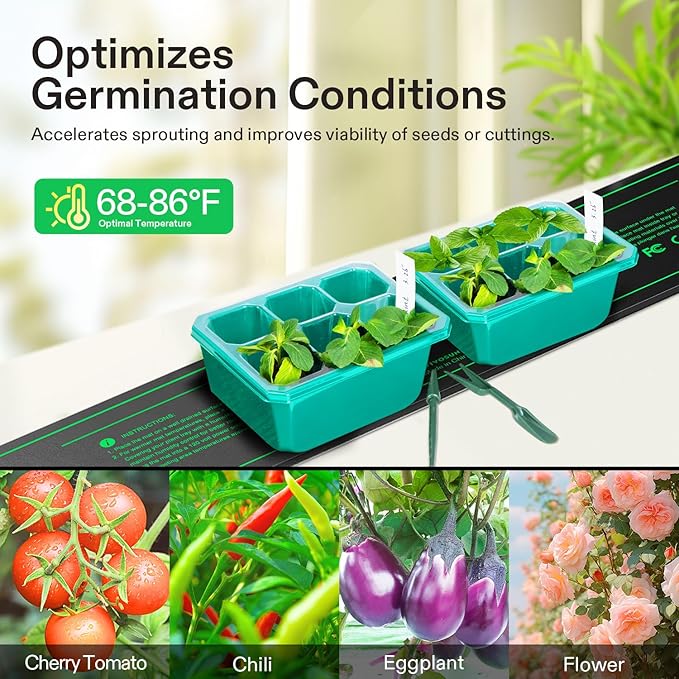 VIVOSUN Durable Waterproof Seedling Heat Mat 3" x 20" UL & MET-Certified Heating Pad for Hydroponic, Kombucha Tea, Brewing, Fermentation & Plant Germination