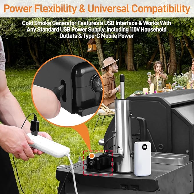 2025 Portable Electric Smoke Generator, Adjustable Smoke Control & Fits 99% Pellet Smokers & Grills, Cold/Hot Smoking Modes for Meats, Salmon & Cheeses – Great Gift Idea for Smoke Lovers