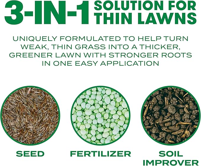 Scotts Turf Builder Thick'R Lawn Sun and Shade, Combination Seed, Fertilizer and Soil Improver, Thickens Thin Grass, 40 lbs.