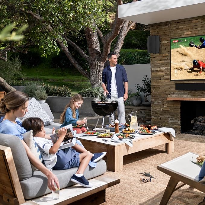 6.5 Inch Max 800W Outdoor Bluetooth Speakers Waterproof Wired with Multifunctional Amplifier Wall Mount Outdoor Speaker System for Patio Garden Poolside Home(4 Speakers,Black)