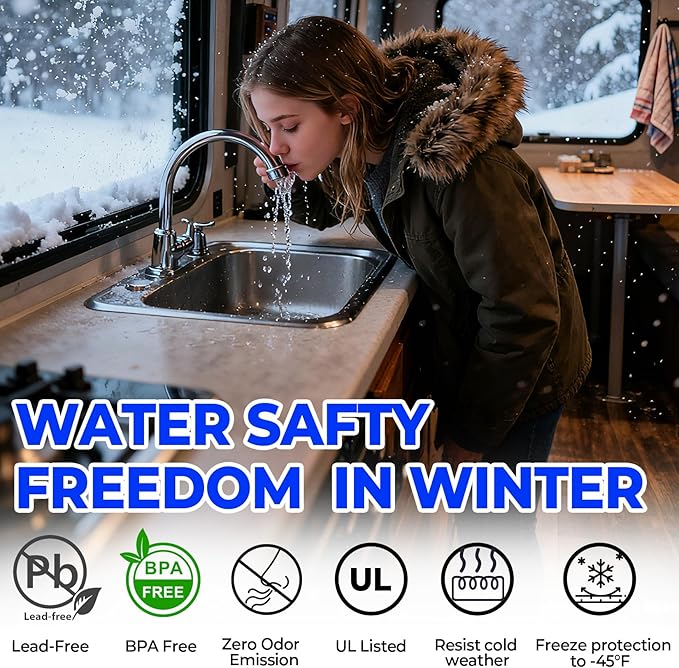 15FT Heated Water Hose for RV,Rv Freshwater Hoses and Fittings,-45 ℉ Antifreeze Heated Drinking Garden Water Pipe,Rv Accessories for Camper