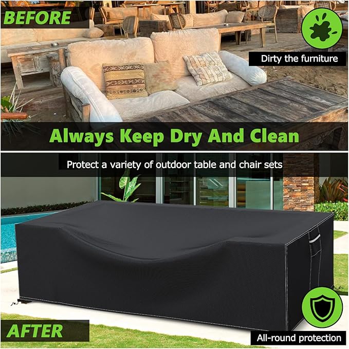 Patio Furniture Covers Waterproof, Heavy Duty 600D Outdoor Furniture Covers for Outside Sectional Sofa Set,Tear Resistance and Anti-UV, Black,126"L x 126"W x 28"H